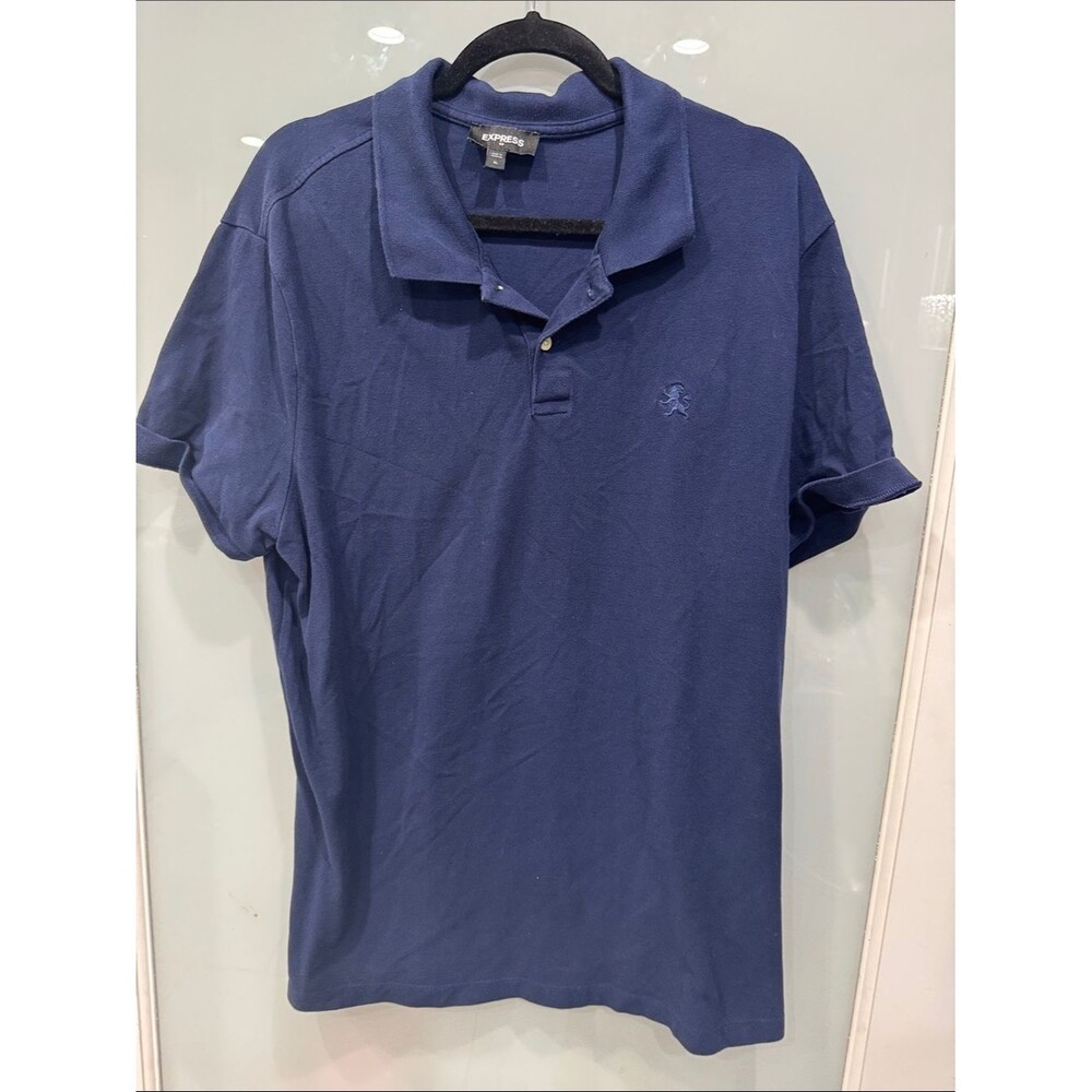 Express Men's Navy Blue Plain Basic Polo Sz XL